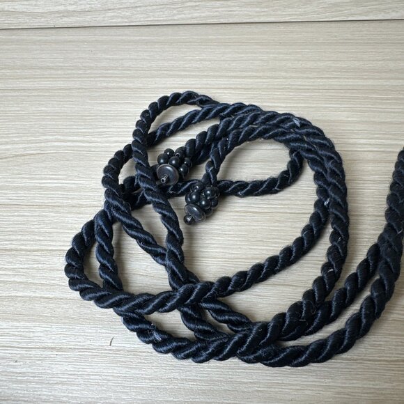 Vintage Statement Shell Braided Belt Womens Waist 80s 90s Boho Black Beaded - Picture 9 of 15